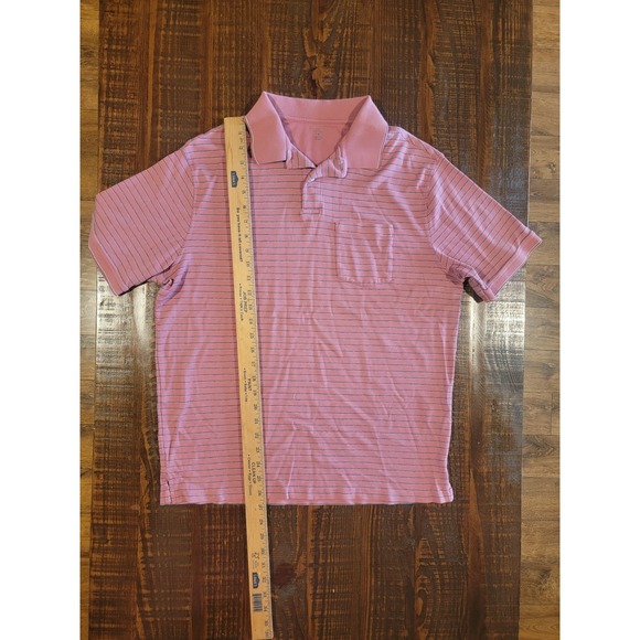 RoundTree & Yorke mens short sleeve pink striped 2 button polo size medium - Picture 2 of 6